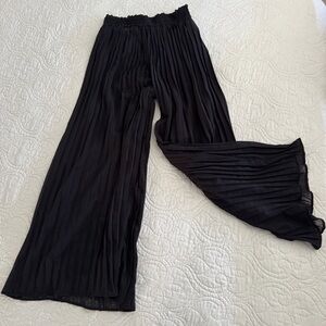 JAPNA black pleated pants wide leg elastic waist